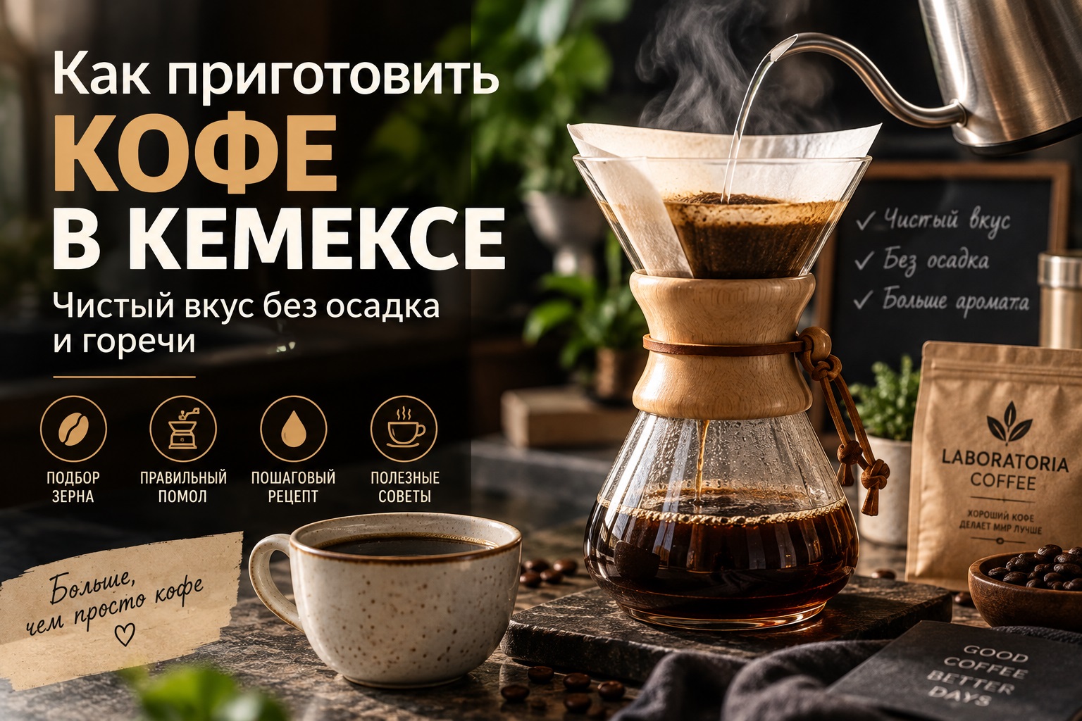 Как приготовить кофе в кемексе: пошаговый рецепт и пропорции