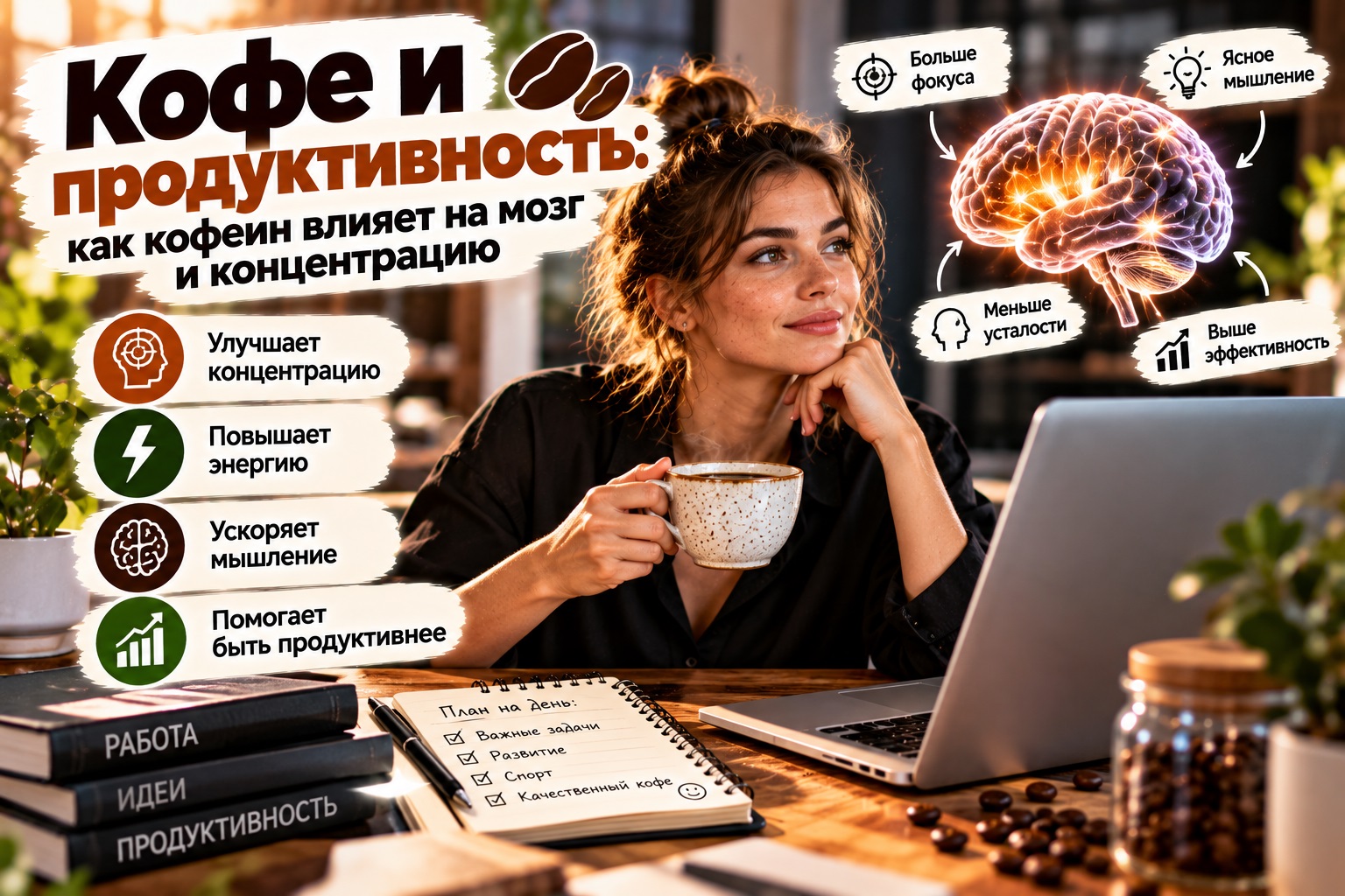 Кофе и продуктивность: как кофеин влияет на мозг и концентрацию
