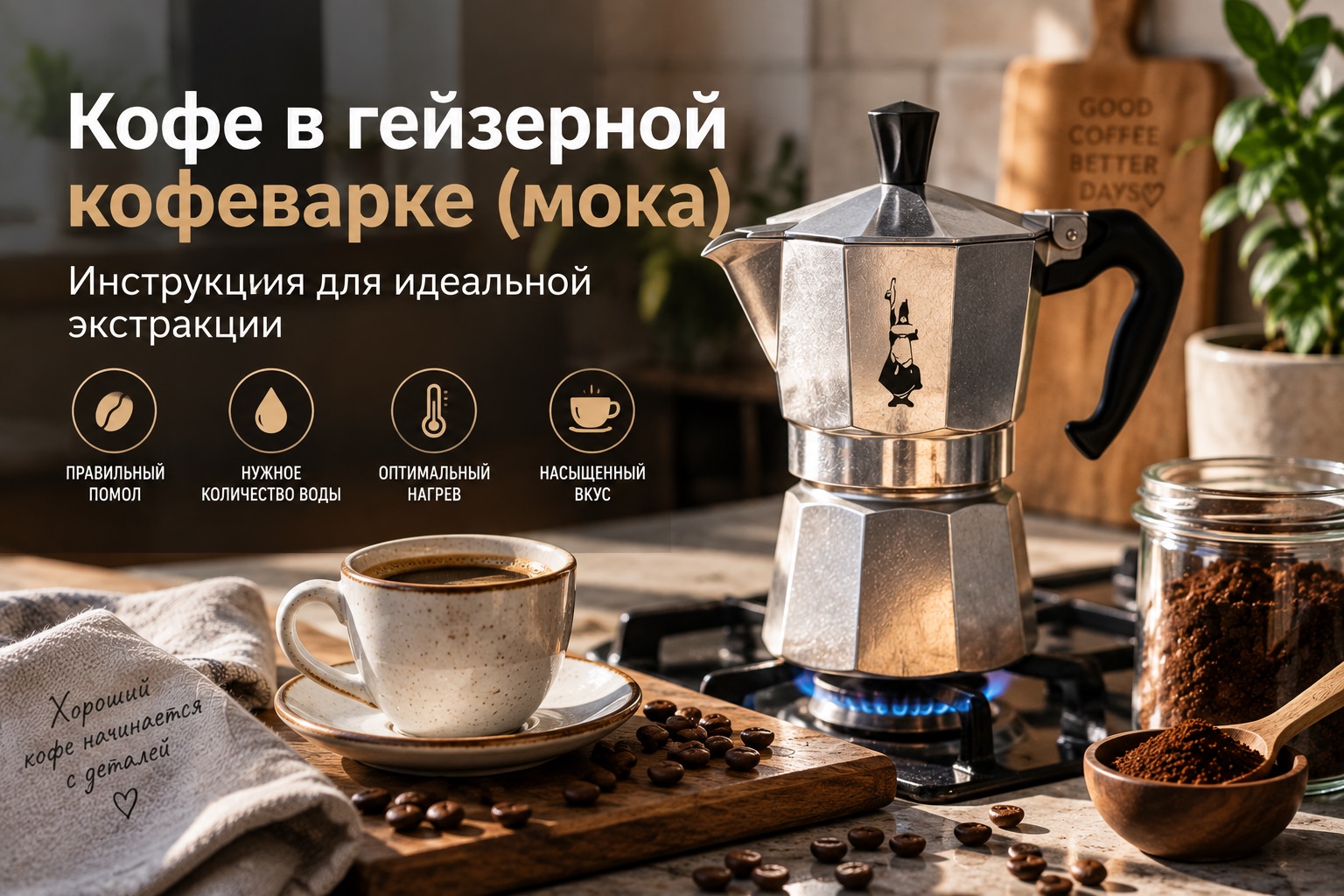 Как приготовить кофе в гейзерной кофеварке (мока): пошаговый рецепт