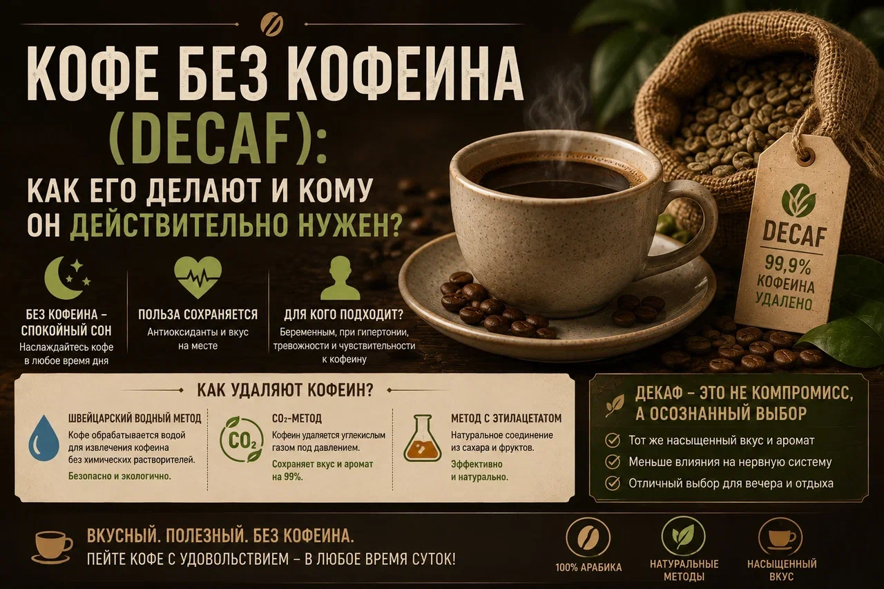 Кофе без кофеина (Decaf): как его делают и кому он нужен