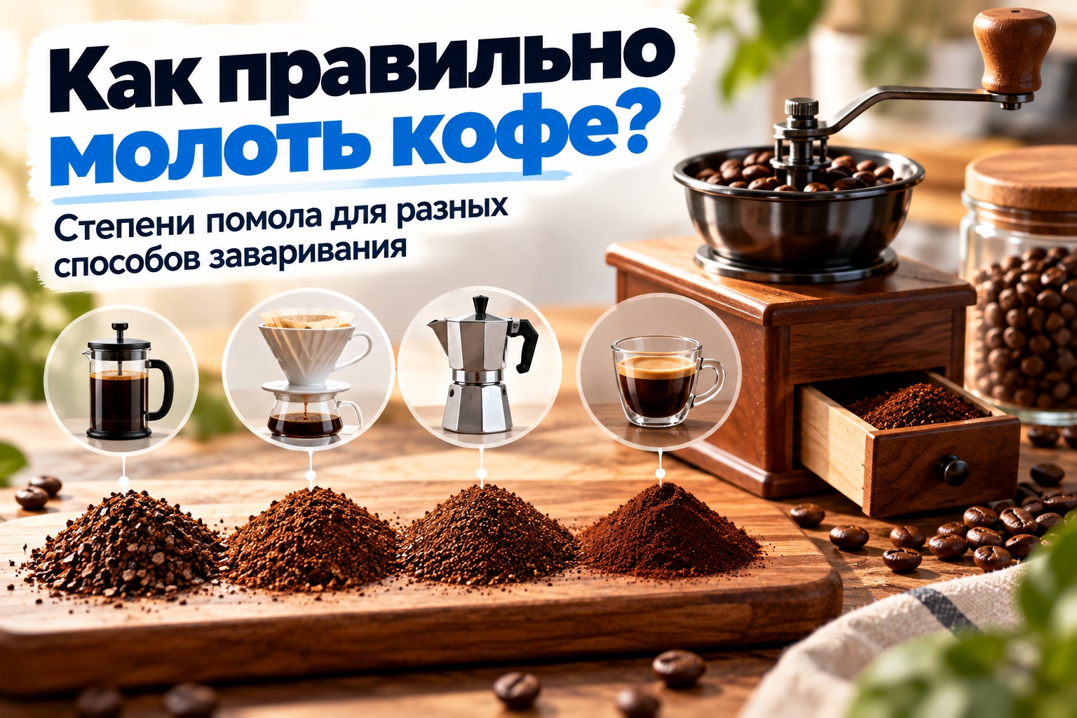 Как правильно молоть кофе: степени помола для разных способов заваривания