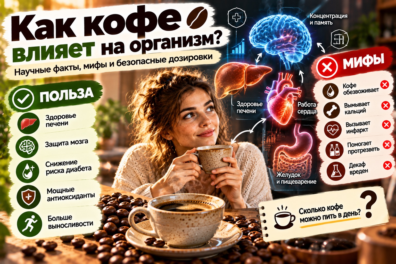 Как кофе влияет на организм: мифы, легенды и научные факты