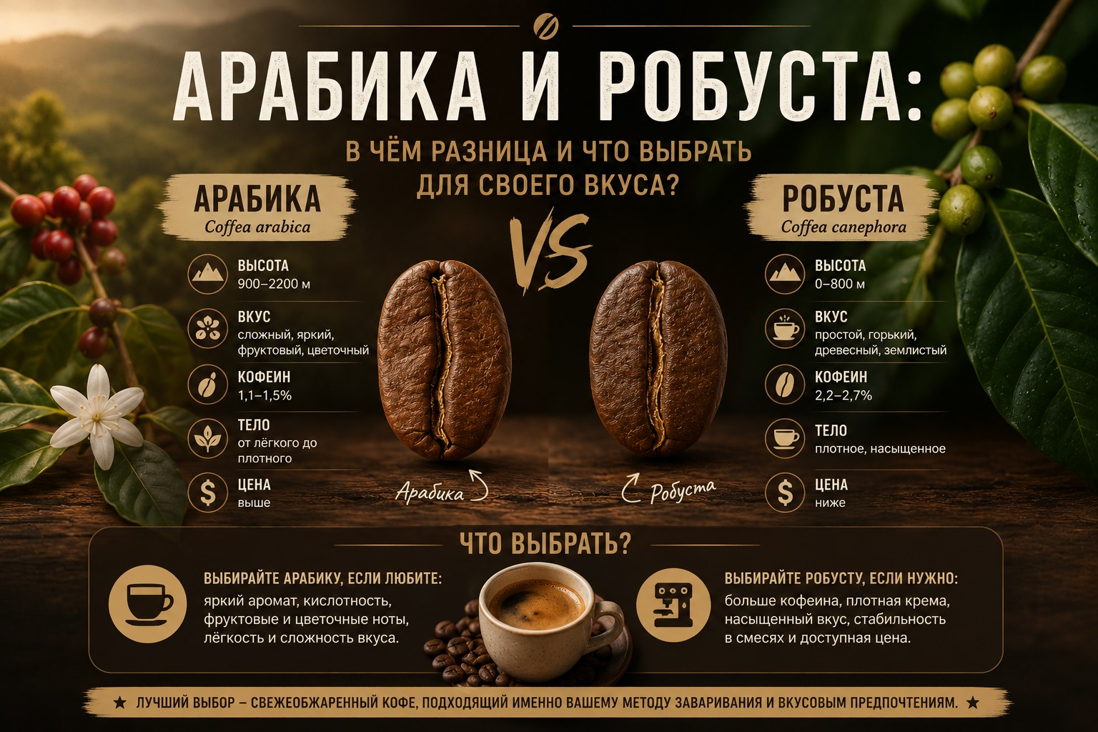  Арабика и робуста: в чём разница и как выбрать идеальный кофе