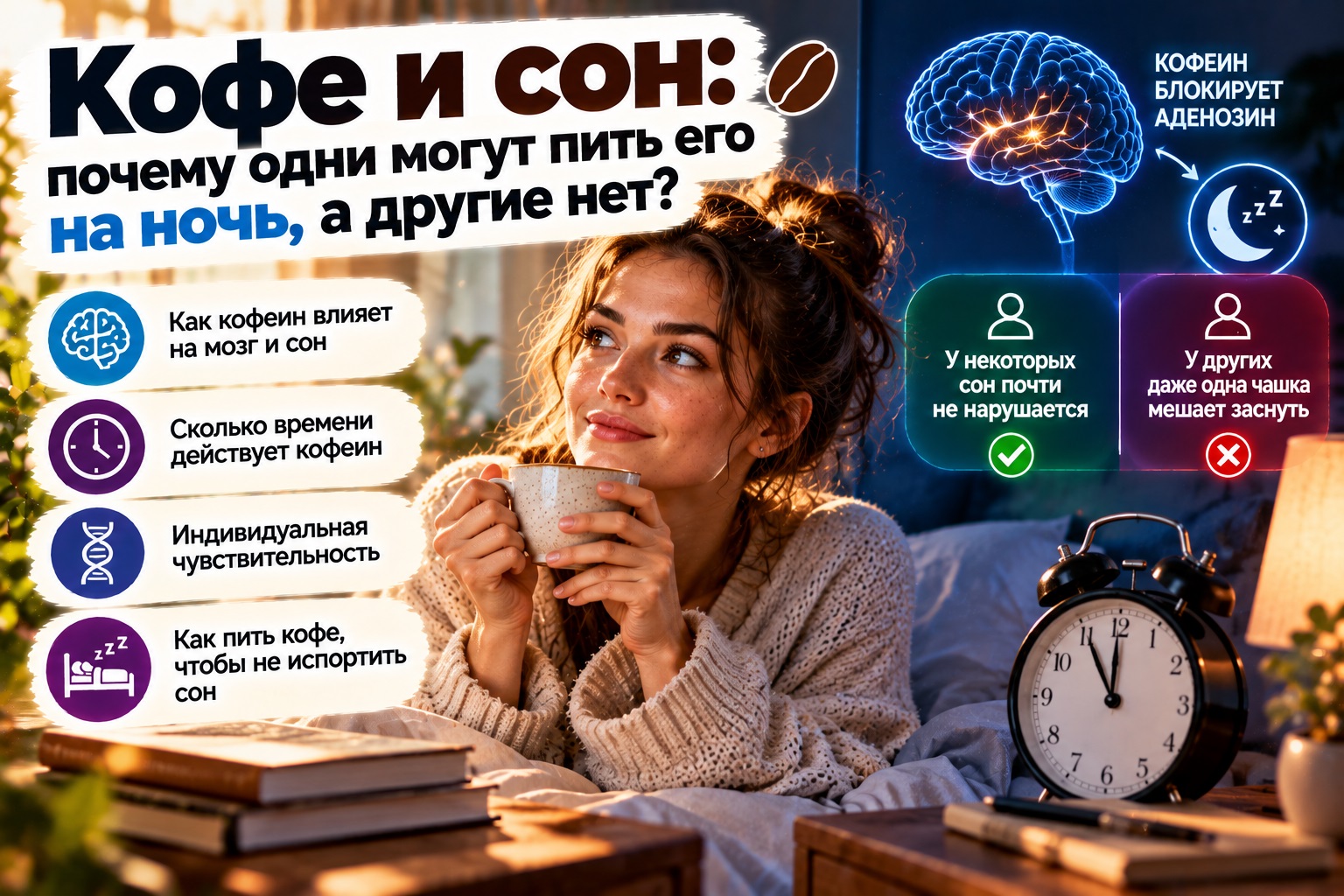 Кофе и сон: почему одни пьют его на ночь, а другие не могут уснуть
