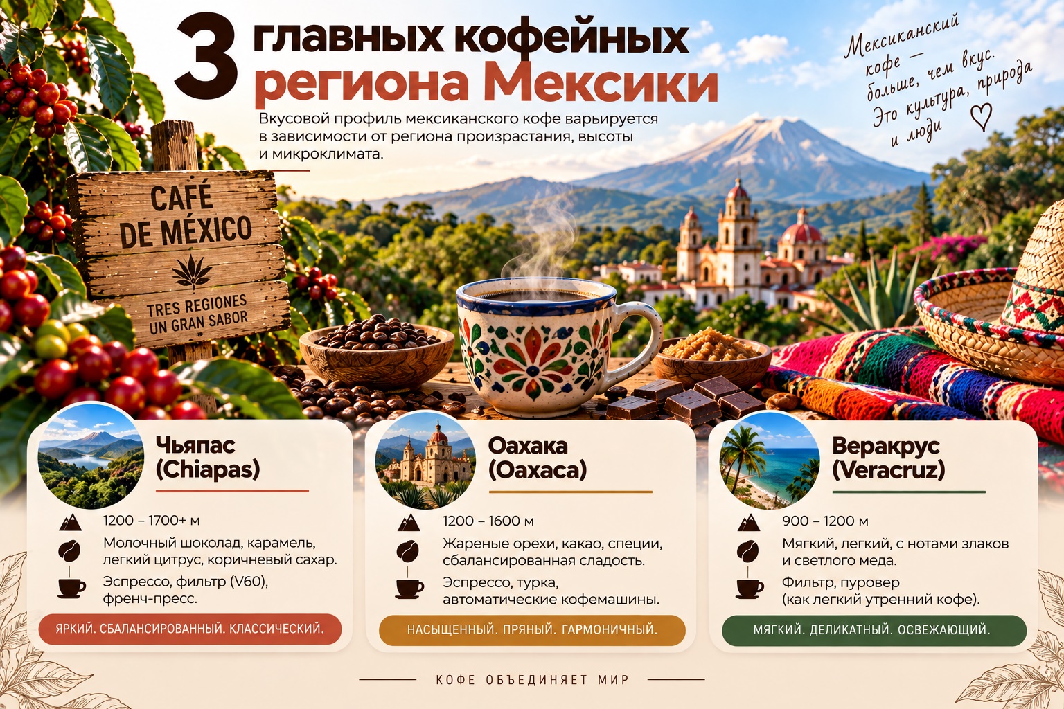 3 главных кофейных региона Мексики