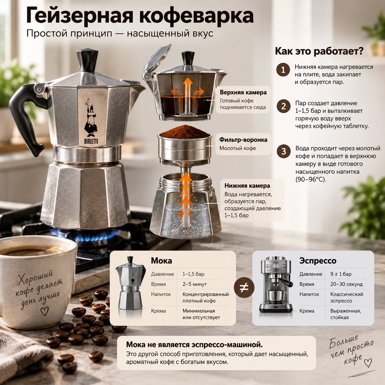Кофе в гейзерной кофеварке