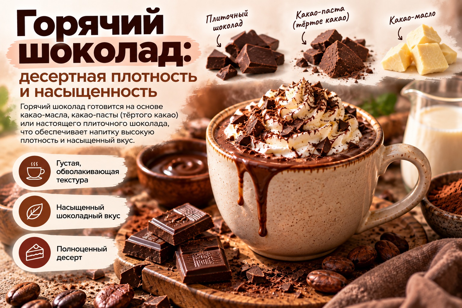 Горячий шоколад: десертная плотность и насыщенность