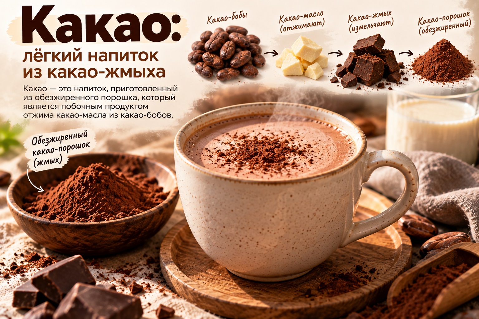 Какао: лёгкий напиток из какао-жмыха
