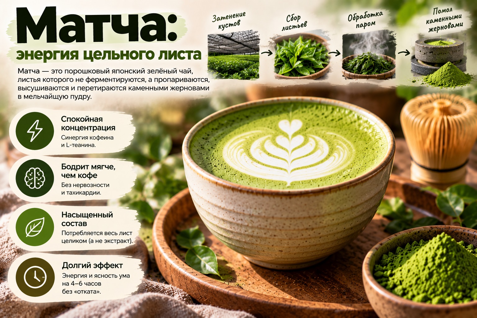 ГМатча (Матча-латте): энергия цельного листа